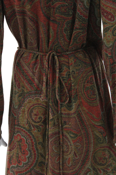 Lauren Ralph Lauren Women Brown 90s Wrap Dress Wool Blend Midi Size L