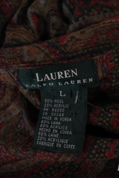 Lauren Ralph Lauren Women Brown 90s Wrap Dress Wool Blend Midi Size L