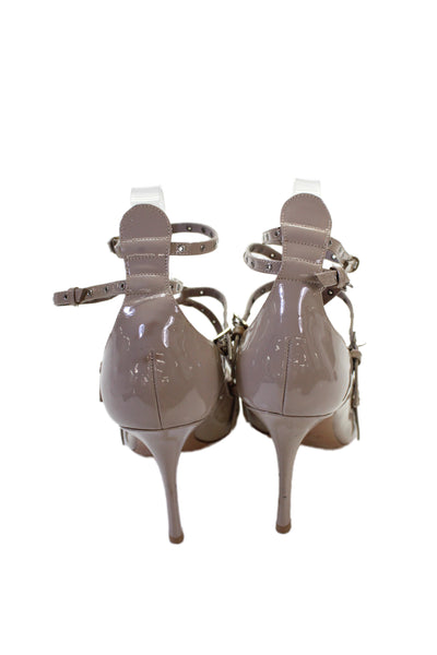 Valentino Garavani Womens Leather Grommet Strappy Heels Shoes Pink Size 10