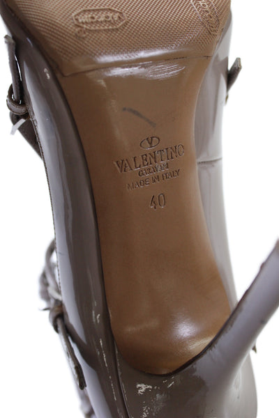 Valentino Garavani Womens Leather Grommet Strappy Heels Shoes Pink Size 10