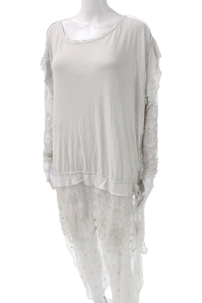 Free People Women Bohemian Gray Long Sleeve Cotton Linen Dress Size S