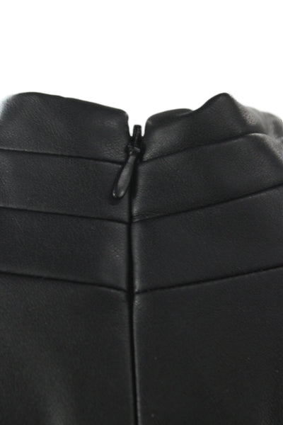 Milly Womens Sleeveless Tank Black Solid Zip Polyurethane Size S