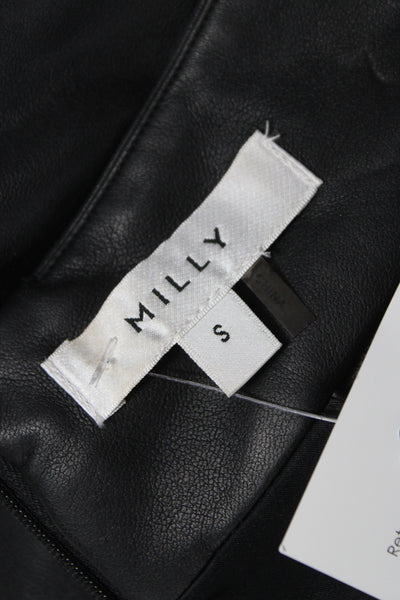 Milly Womens Sleeveless Tank Black Solid Zip Polyurethane Size S