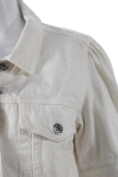 Veronica Beard Women Collared Short Sleeve Cotton Button Jacket White Size S