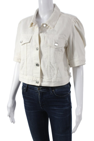 Veronica Beard Women Collared Short Sleeve Cotton Button Jacket White Size S