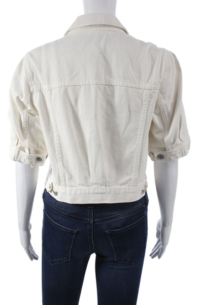 Veronica Beard Women Collared Short Sleeve Cotton Button Jacket White Size S