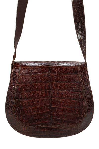 De Vecchi Women's Snap Closure Leather Shoulder Handbag Brown