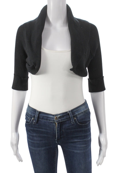 Cotton By Autumn Cashmere Womens Cardigan Black 100% Cotton 3/4 Sleeve Size M