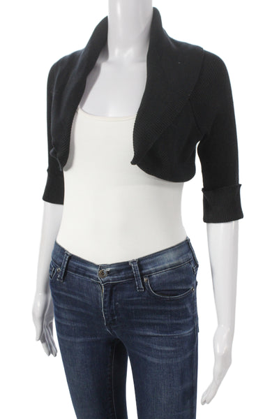 Cotton By Autumn Cashmere Womens Cardigan Black 100% Cotton 3/4 Sleeve Size M