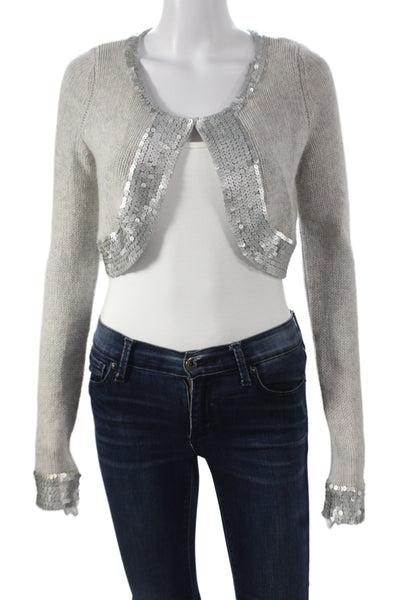 Christopher Fischer Womens Cardigan 100% Cashmere Gray Long Sleeve Size S