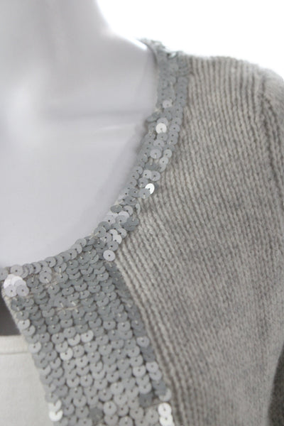 Christopher Fischer Womens Cardigan 100% Cashmere Gray Long Sleeve Size S
