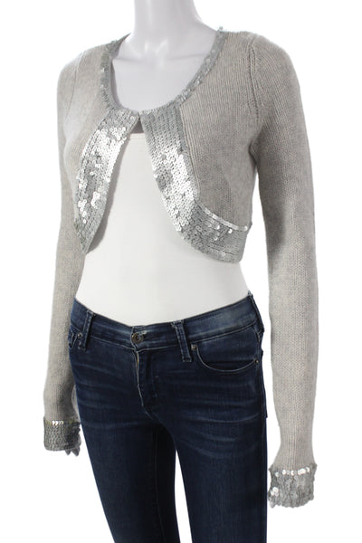 Christopher Fischer Womens Cardigan 100% Cashmere Gray Long Sleeve Size S