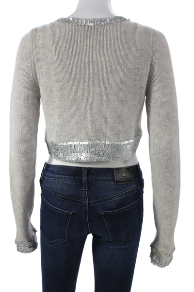 Christopher Fischer Womens Cardigan 100% Cashmere Gray Long Sleeve Size S