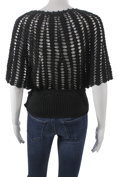 Autumn Cashmere Unisex Cardigan Black V-Neck Short Sleeve Cashmere Size XS