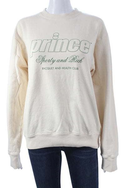 Sporty & Rich Womens Pullover Sweatshirt Beige Cotton Crew Neck Size XS
