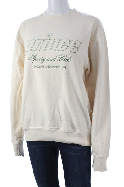 Sporty & Rich Womens Pullover Sweatshirt Beige Cotton Crew Neck Size XS