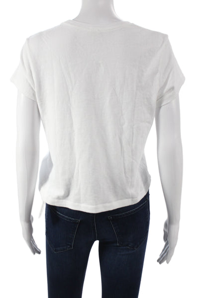 Re/Done Womens Cropped Basic White T-Shirt Short Sleeve Crew Neck Size S
