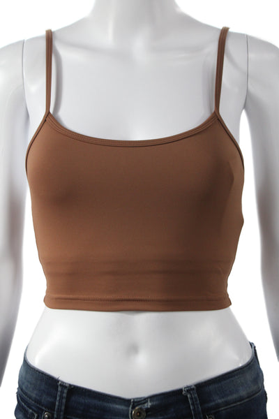 Strut This Womens Spaghetti Strap Sports Bra Brown Size One Size