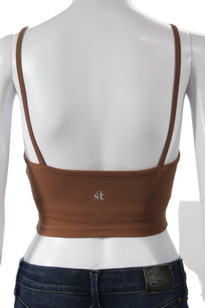 Strut This Womens Spaghetti Strap Sports Bra Brown Size One Size