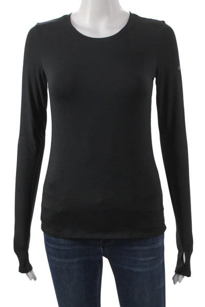 Alo Yoga Womens Basic Crew Neck Long Sleeve T-Shirt Black Size XS
