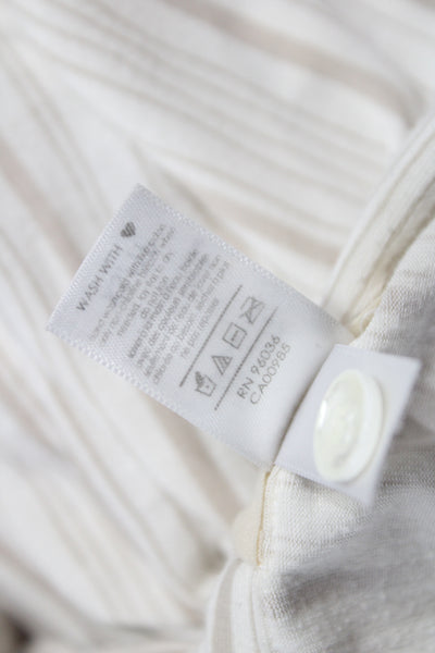 Eberjey Womens Striped Button Down Pajama Set White Beige Size Extra Small