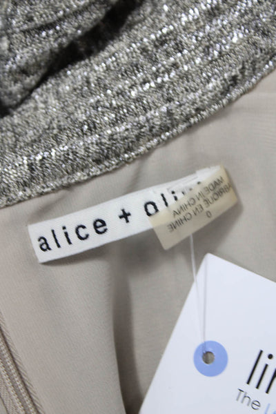 Alice + Olivia Womens Wrap Dress Gray Striped V-Neck 3/4 Sleeve Mid Calf Size 0
