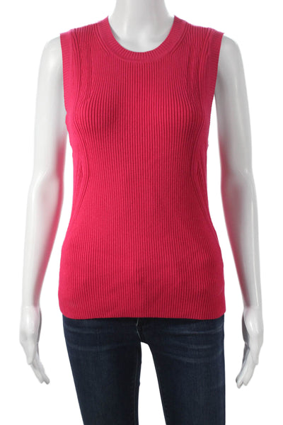 Intermix Womens Basic Sleeveless Crewneck Pink Tank Size L