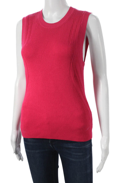 Intermix Womens Basic Sleeveless Crewneck Pink Tank Size L