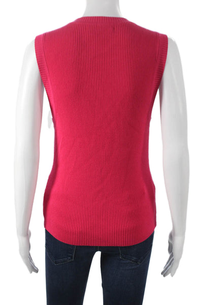 Intermix Womens Basic Sleeveless Crewneck Pink Tank Size L
