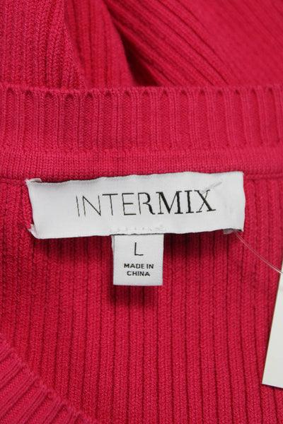 Intermix Womens Basic Sleeveless Crewneck Pink Tank Size L
