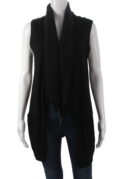 Saks Fifth Avenue Women Black Cashmere Sleeveless Vest Designer Size S