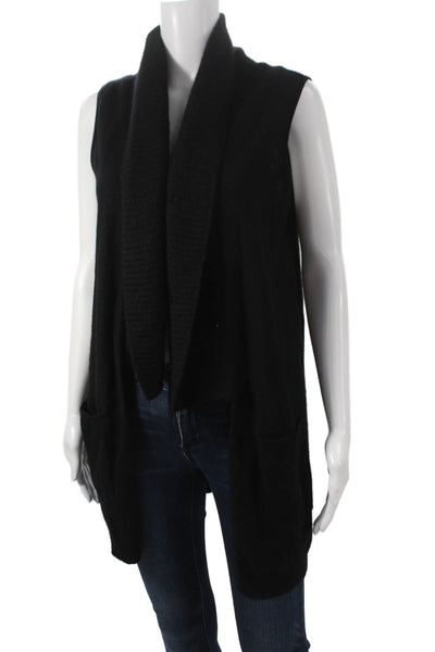 Saks Fifth Avenue Women Black Cashmere Sleeveless Vest Designer Size S