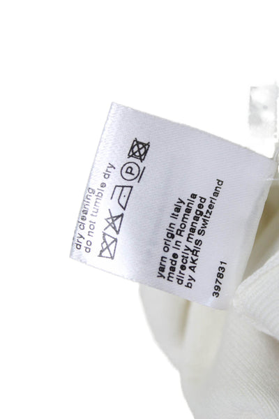 Akris Women White Cotton V-Neck Sleeveless Basic Tank Size 12