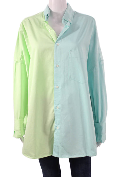 Blanca Womens Light Blue Basic Collared Long Sleeve Button-Up Top Size M