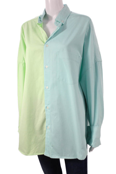 Blanca Womens Light Blue Basic Collared Long Sleeve Button-Up Top Size M