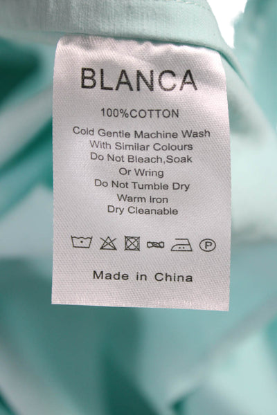 Blanca Womens Light Blue Basic Collared Long Sleeve Button-Up Top Size M