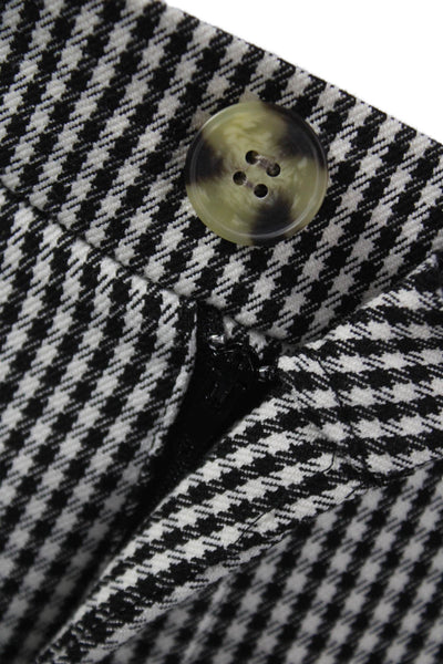 Zara Womens Cropped Dress Pants Black Check Polyester Button Size M
