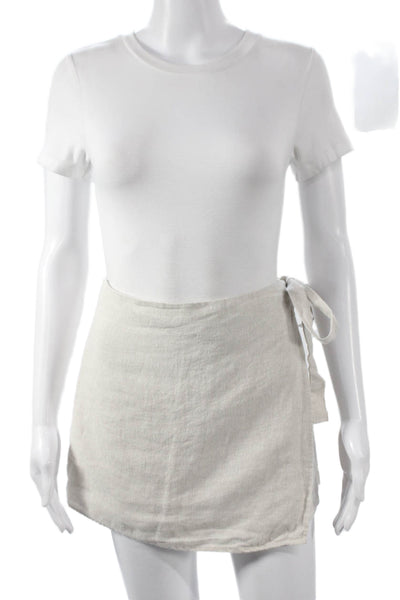 Reformation Womens Wrap Skort Beige Linen Mini Size 8