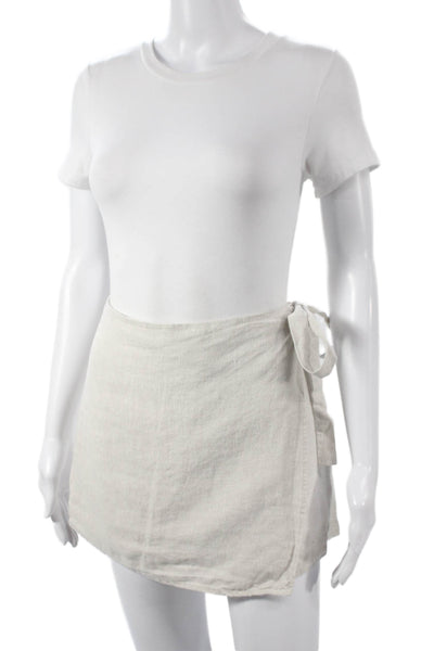 Reformation Womens Wrap Skort Beige Linen Mini Size 8