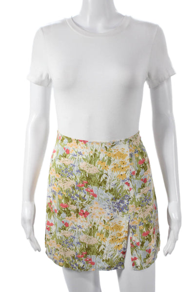 Reformation Women A-Line Mini Floral Skirt Green Size 8