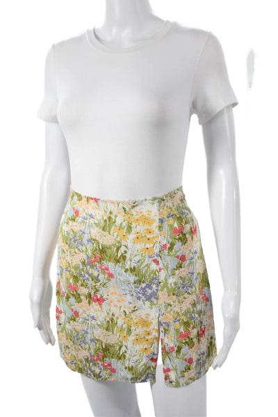 Reformation Women A-Line Mini Floral Skirt Green Size 8
