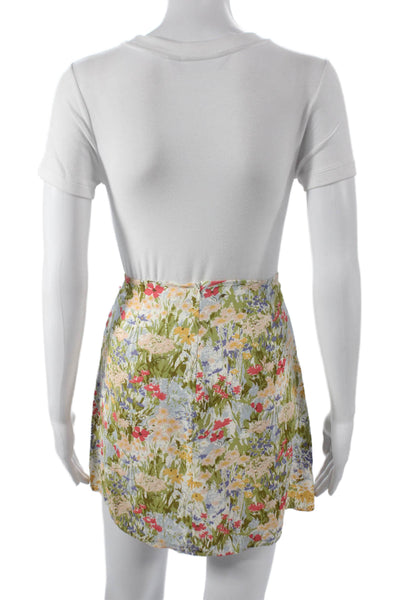 Reformation Women A-Line Mini Floral Skirt Green Size 8