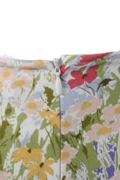 Reformation Women A-Line Mini Floral Skirt Green Size 8