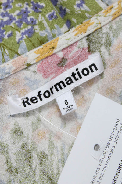 Reformation Women A-Line Mini Floral Skirt Green Size 8