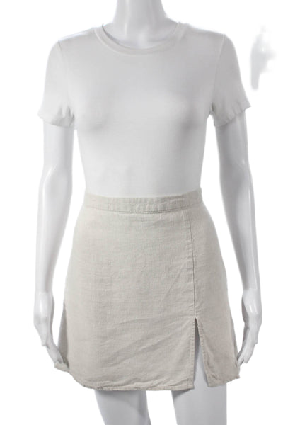 Reformation Womens A-Line Mini Skirt Beige Linen Size 8