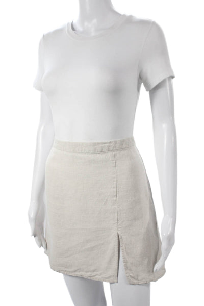 Reformation Womens A-Line Mini Skirt Beige Linen Size 8