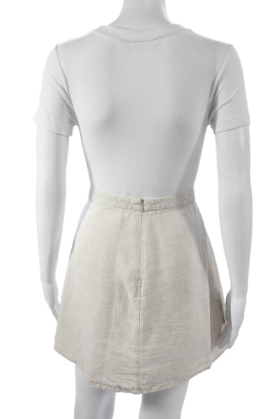 Reformation Womens A-Line Mini Skirt Beige Linen Size 8