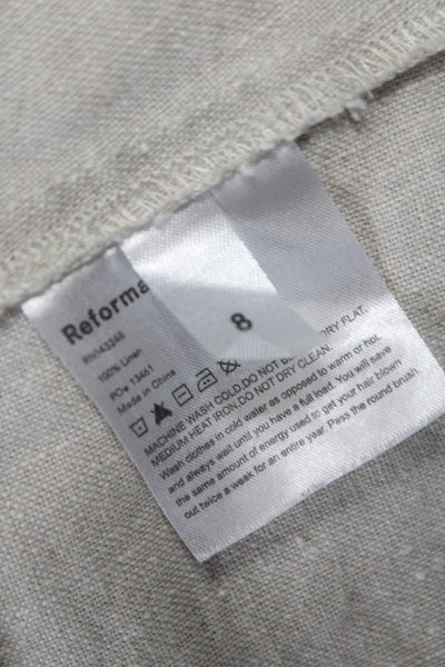 Reformation Womens A-Line Mini Skirt Beige Linen Size 8