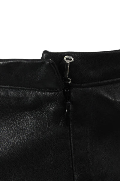 Love Leather Womens Black Lamb Leather A-Line Mini Skirt Size M