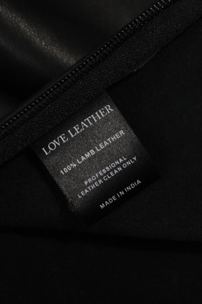 Love Leather Womens Black Lamb Leather A-Line Mini Skirt Size M